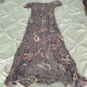 Candie's Purple Floral Hi-Low Dress with Built-In Shorts
